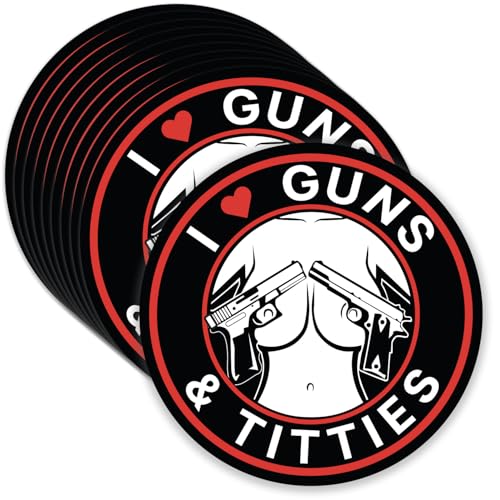 GRITKULTURE I Love Guns and Stickers 3 Inch 10 Pack Waterproof Decal Vinyl Decals for Cars Trucks Laptops Phones Windows Decoration Vulgar and Motorcycle