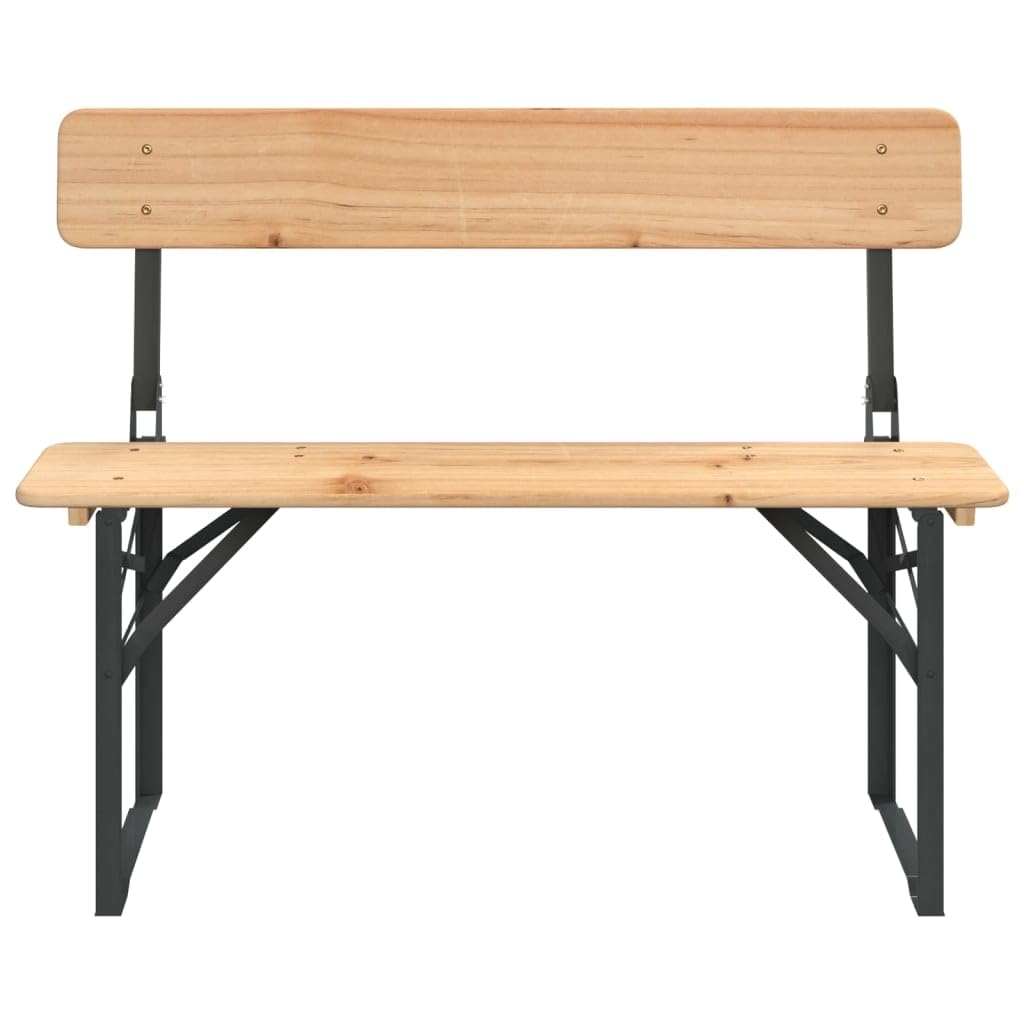 3-częściowy zestaw stołów piwnych, składany, lite drewno, jodła, 115,5 x 46 x 75 cm, wytrzymałe metalowe stelaże, meble ogrodowe na kemping, piknik, imprezy grillowe
