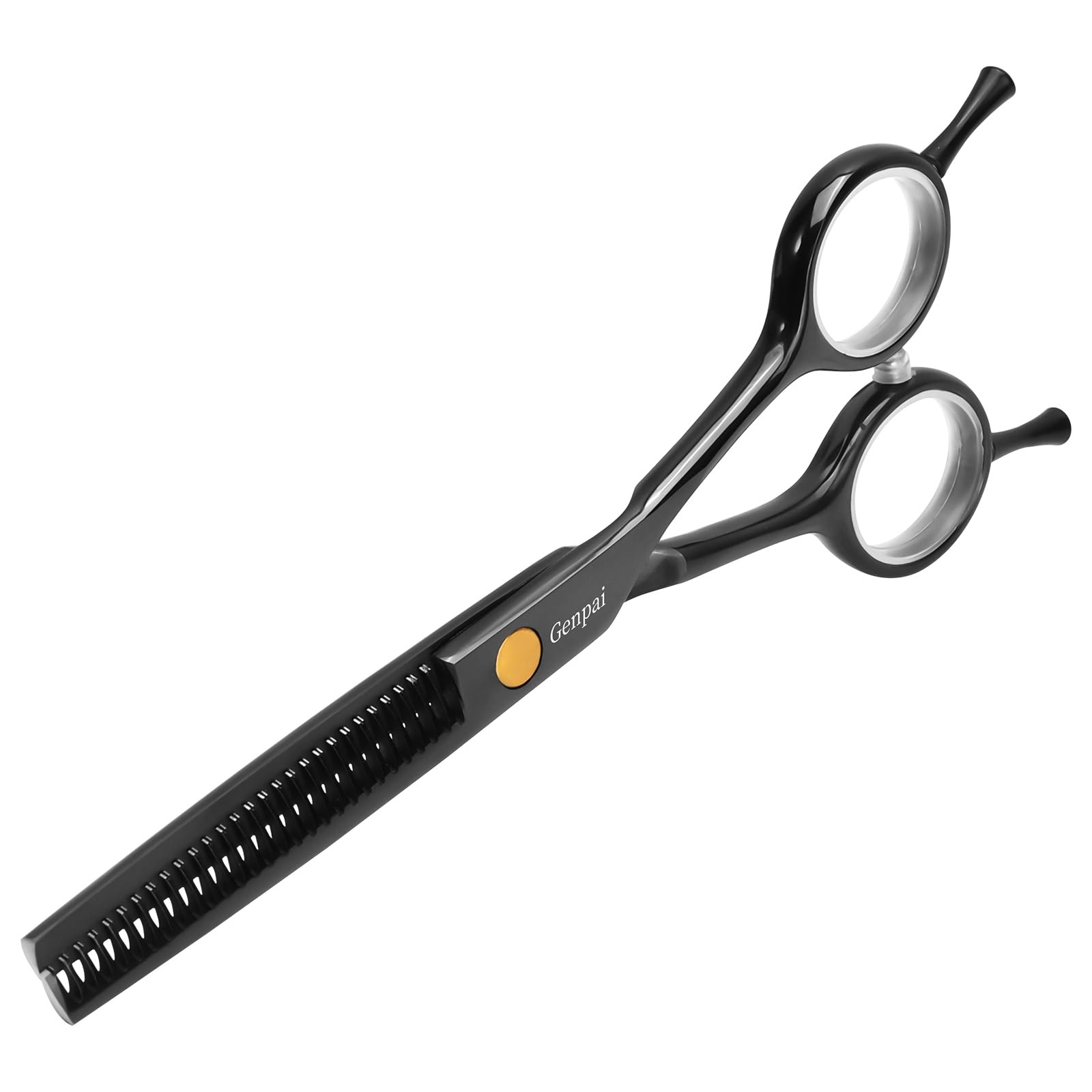 6.0 Inch Ultra Sharp Thin Hair Scissors - Professional Japanese Stainless Steel with Ergonomic Handle - Barber Salon Home Cutting Tool (Black)-image-25