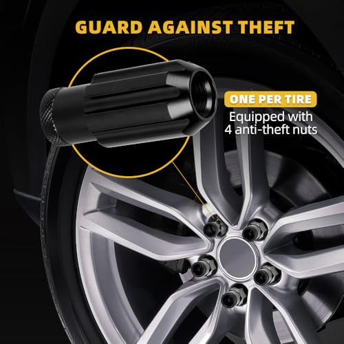 Image of M12x1.5 Lug Nut 20 PCS, Wheel Lock Bulge Acorn Open End Lug Nut Set Compatible with Toyota, Honda, Ford, Chevrolet, Mitsubishi, Mazda, KIA, Hyundai, Buick, 1 Socket Included, Black