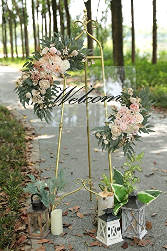 Yyhuawu Artificial Wedding Arch Flower Swag Set Of 2 For Diy Pink Rose Flower Arch Decor And Welcome Sign Arrangements Party Floral Backdrop Decoration #TOP2