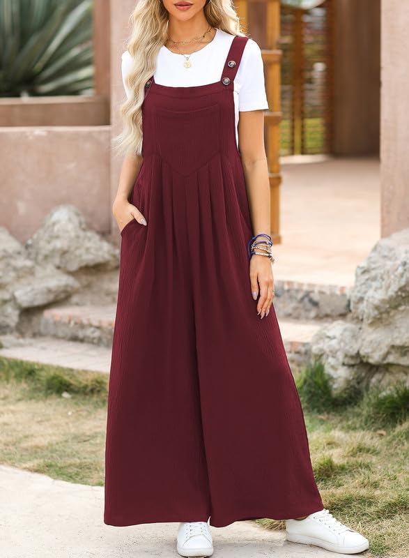 Dokotoo Women's Casual Loose Overalls Jumpsuits One Piece Sleeveless Wide Leg Long Pant Rompers With Pockets - Image 4