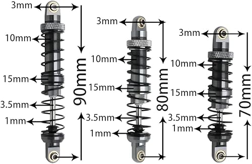Miniatura 5 de Amortiguador de aceite de metal de 2.756in, 3.150in, 3.543in, 3.937in, 4.331in, 4.724in, amortiguador de aceite para auto de oruga RC 110 AXI03007