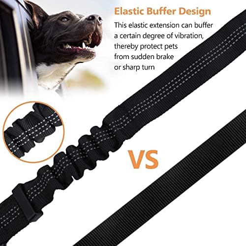 Kelivi 2-in-1 Dog Car Seat Belt 2 Packs Adjustable Dog Seat Belts for Car, Hook Latch Bar & Seatbelt Buckle Pet Dog Car Harness Belt for Vehicle Trip (Black)
