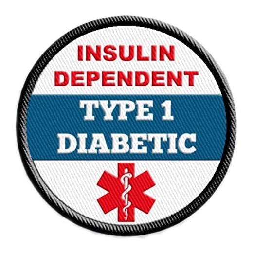 Type 1 Diabetic Insulin Dependent Medical Alert Sew-on Patch Embroidered with Black Rim 2.5 inch