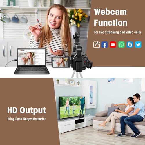 Image of 6K 64MP Camcorder Video Camera 18X Digital Zoom IR Night Vision Vlogging Camera for YouTube 4.0 Inch Touch Screen Video Camera with WiFi, Microphone, Remote Control, 64GB SD Card,Stabilizer