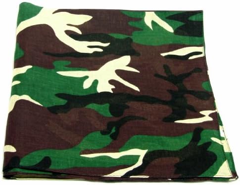 By The DozenNovelty Bandanas By The Dozen 100% Cotton 12-Pack 22" x 22" - Army Camo