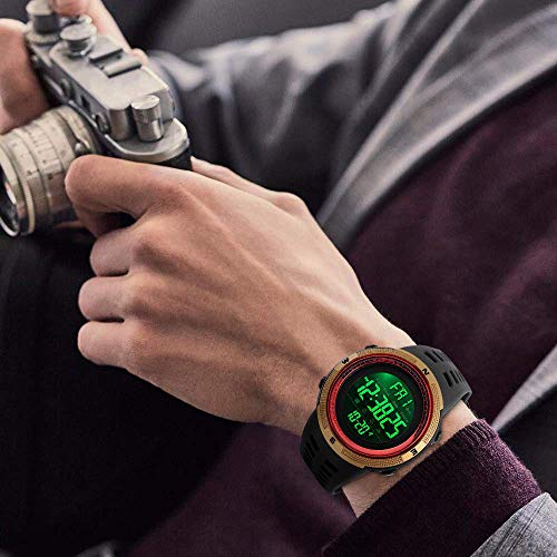 Image of FANMIS Mens Digital LED Sports Watch Military Multifunction 12H /24H Time Dual Time Alarm Countdown Back Light with Simple Design 164FT 50M Water Resistant Calendar Month Date Day Watch