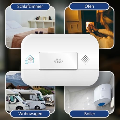 ELRO FC4902R | Drahtlos Verknüpfbarer Kohlenmonoxidmelder | 10 Jahre Sensor | Entspricht der europäischen Norm EN50291 | Weiß | 1 Stück