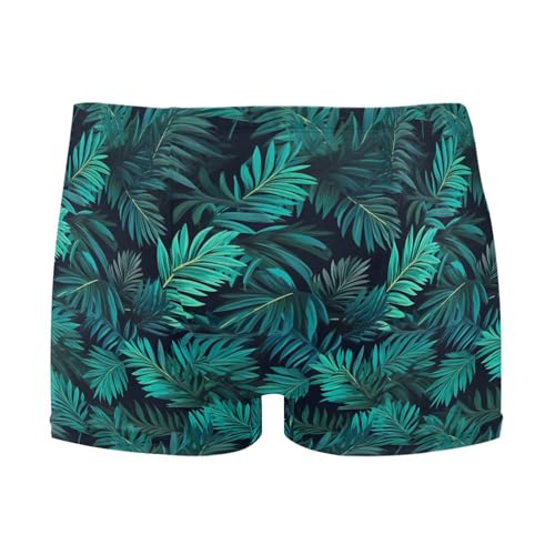 Palm Leaf Green Mens Swim Trunk Swimwear Bathing Suit Swim Brief Square Leg Board Short S B0403808