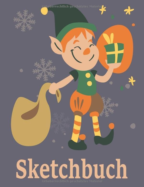 Sketchbuch: Elf Design Heft mit den Blanko Seiten für Skizzen Zeichnen und Malen - tolles Advent Geschenk