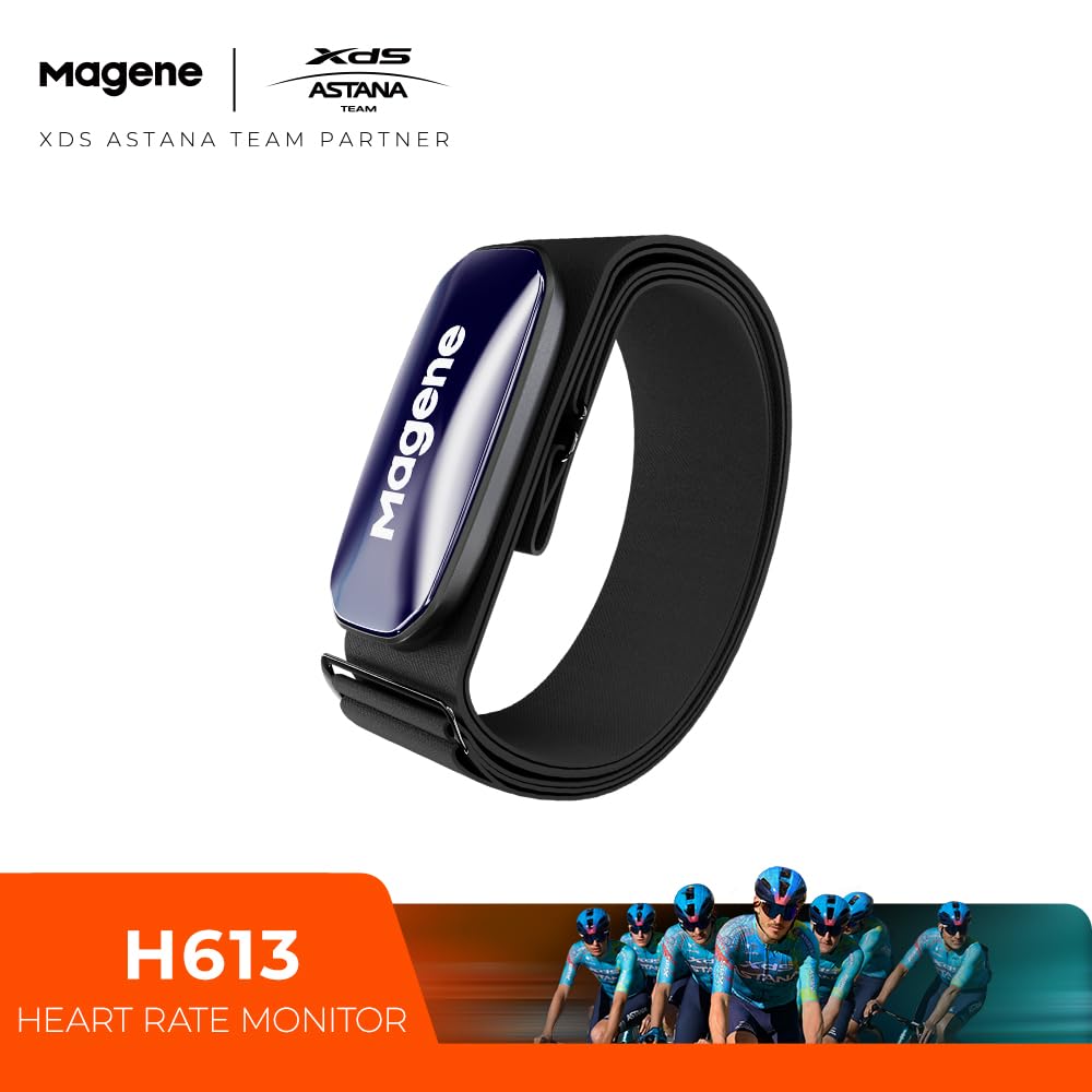 Magene H613 Capteur de Frequence Cardiaque, Suivi Précis, Bluetooth&Ant+, Stockage Hors Ligne 17h, Etanchéité IPX7, Indicateur de Zone Fréquence Cardiaque Multicolore pour Le Cyclisme, Course à Pied