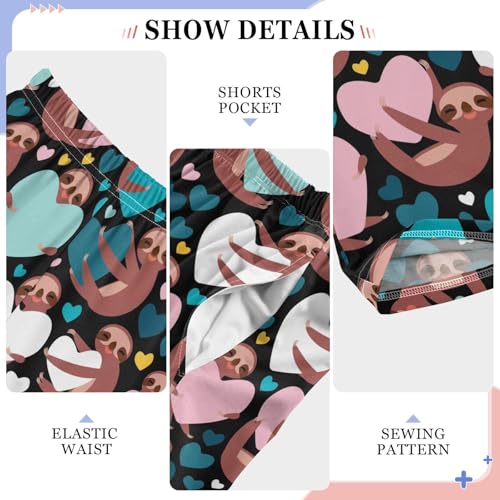 Sloth Sweet Love Boys Long Pants Soft Trousers Elastic Waist Kids Lounge Bottoms with Pockets S-XL4