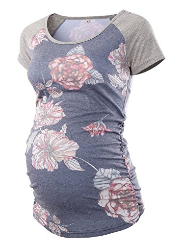 BBHoping Women's Maternity Tops Short & Long Sleeve Baseball Crew Neck Classic Side Ruched Pregnancy T-Shirt