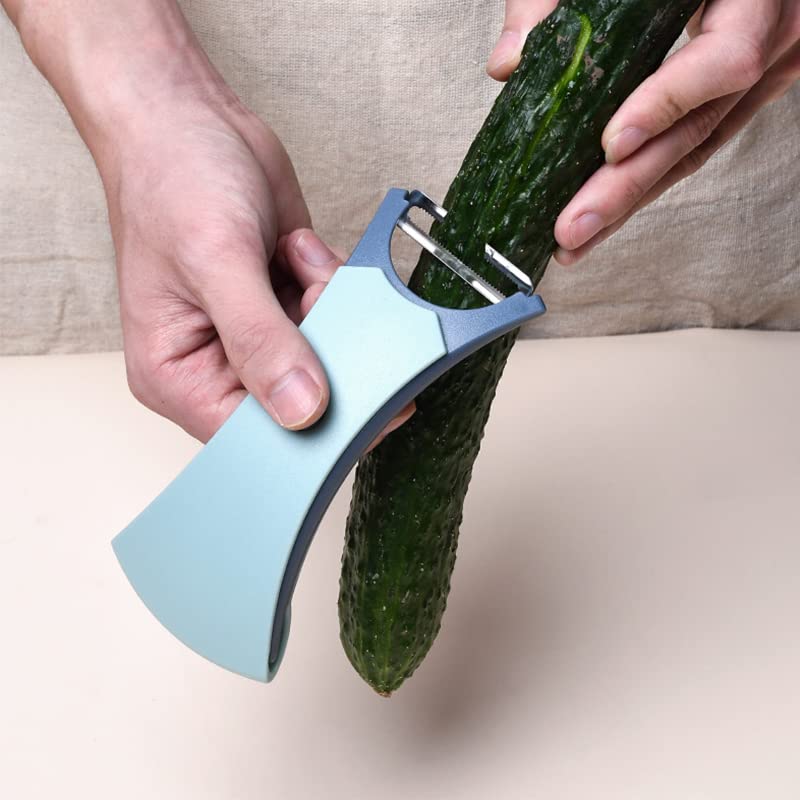 2-in-1 Multifunctional Peeler for Fruits & Vegetables - Dual Sharp Stainless Steel Blades - Rotating Shaft, Double-Sided Pivoting Blades (Blue), 5.75x2.6 (Part1)