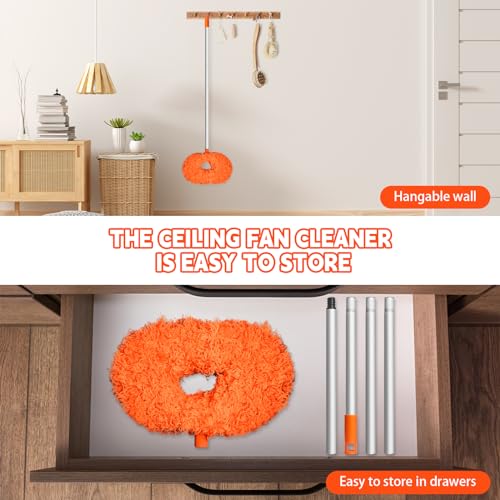 Image of Eunice Ceiling Fan Cleaner Duster with Extension Pole, Orange 4.2FT