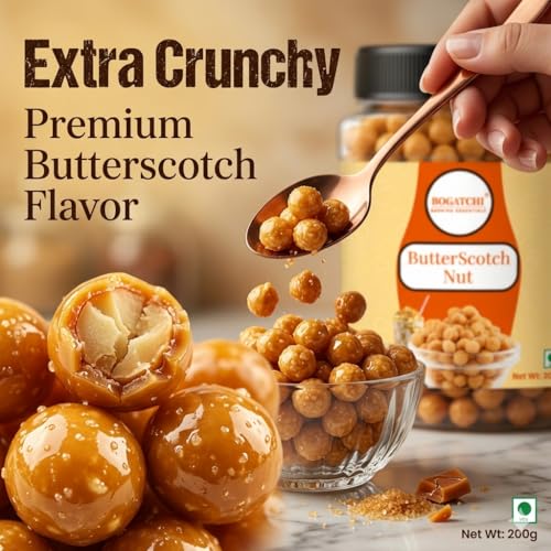 Image of BOGATCHI Crispy & Crunchy Butterscotch Chips (8mm) for Baking & Desserts | Premium Butterscotch Nuts Candy for Cakes, Ice Creams, Shakes, Muffins, Cookies & Chocolates | Gluten Free | 200g