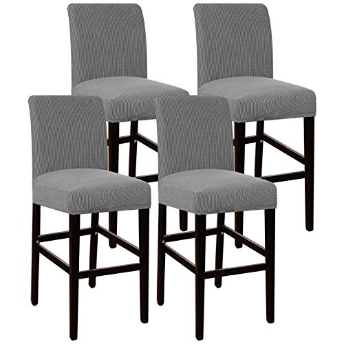 Flamingo P Barstool Covers Dining Chair Covers Stretch Jacquard Fabric Chair Slipcover with Elastic Bottom Removable Washable Chair Protector Chair Cover Set of 4, Dove