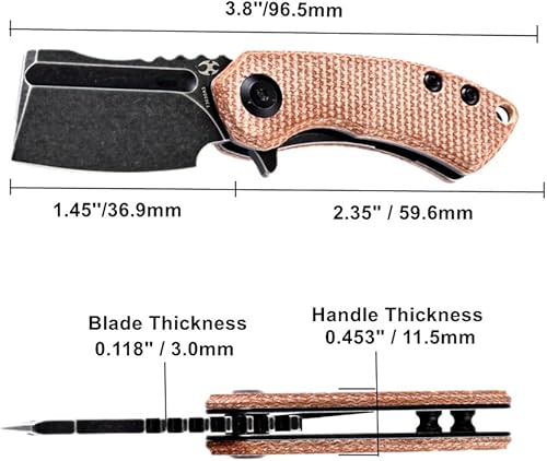 Miniatura 3 de KANSEPT Mini cuchillo de bolsillo Korvid con 1.45 pulgadas negro lavado a la piedra 60.6 in cuchillo plegable de bolsillo de hoja Jade G10 con mango