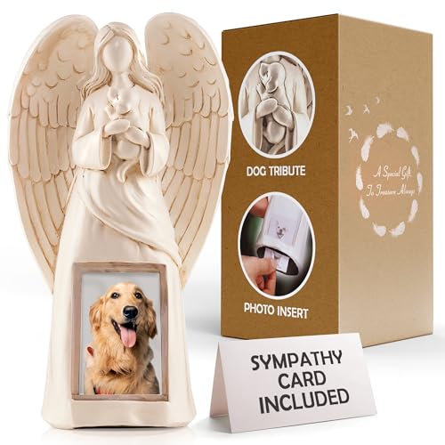 Muldale Dog Memorial Remembrance Gift for Beloved Pet - Angel Holding Dog Statue - Condolence Gifts for Dog Passing Away - 11” - Pet Loss Gifts