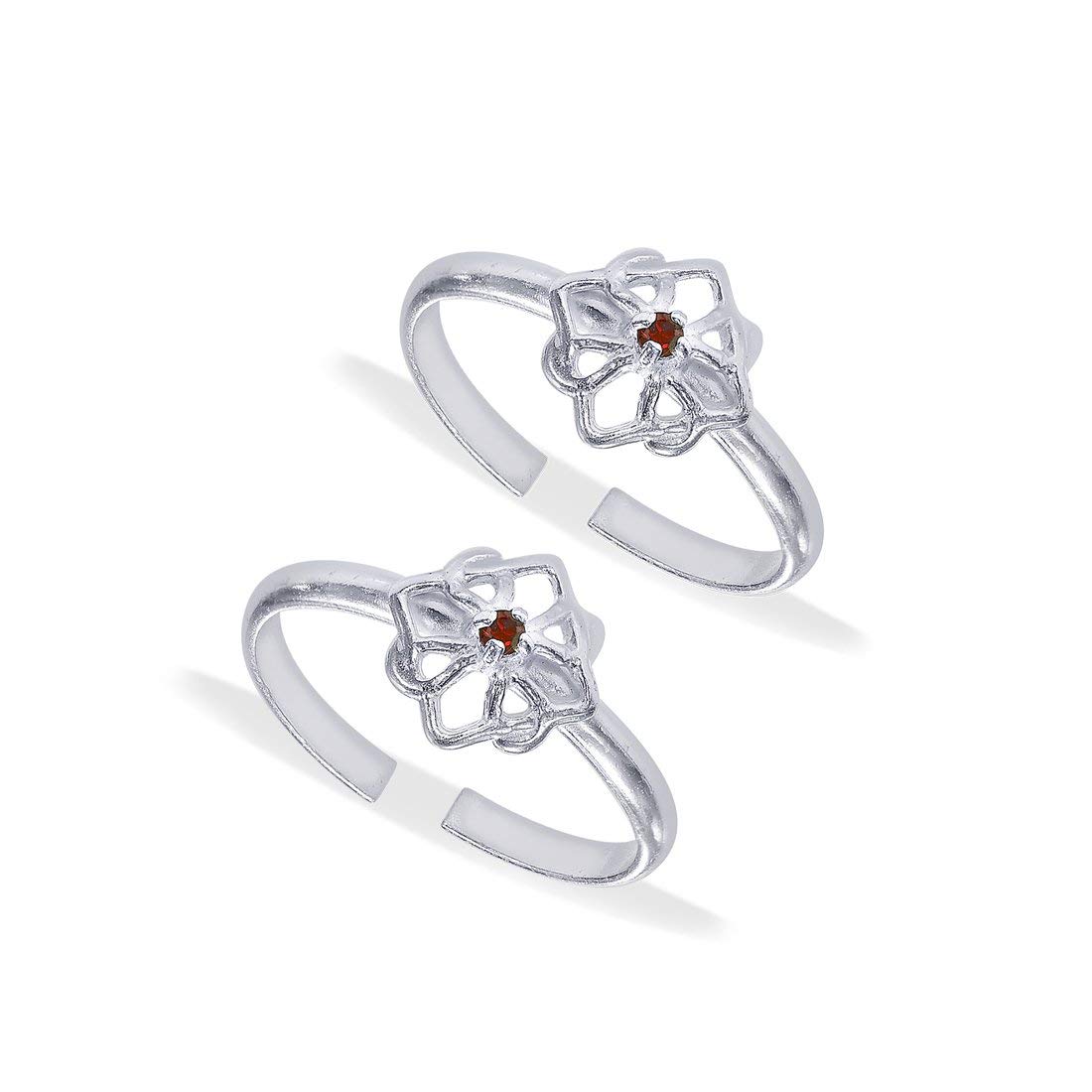 taraash Floral Style Pink CZ 925 Sterling Silver Toe Rings for Women | Bichiya | Silver Metti | Foot Rings | Jodvi-picture-50