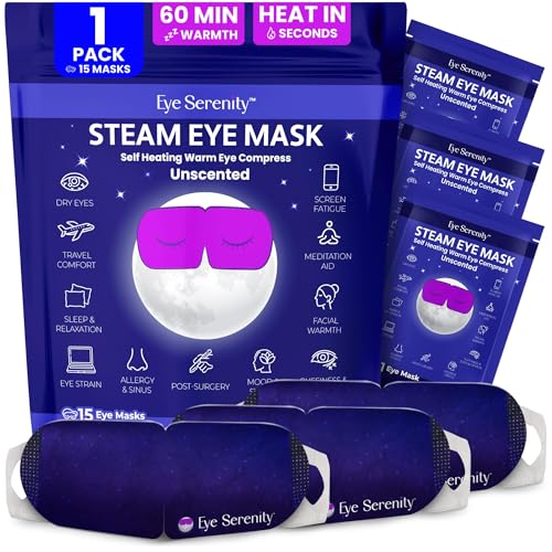 Eye Serenity Steam Eye Mask, Heated Eye Mask, Self Heating Warm Compress for Dry Eyes, Fast Relief...