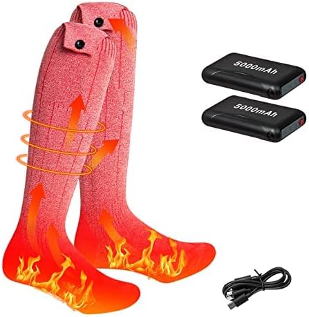 Calcetines térmicos recargables de 5000 mAh para hombres y mujeres, calcetines eléctricos cálidos y térmicos alimentados por pilas para esquí, caza,