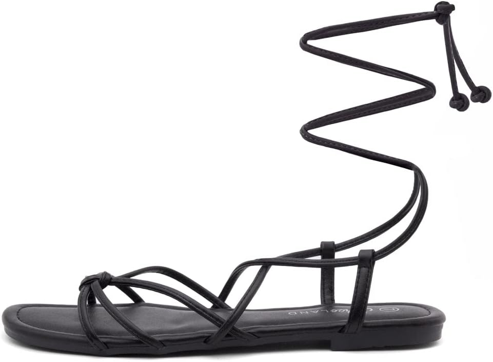 Shoe Land Women’s Flat Lace Up Sandals – Strappy Gladiator Sandals with Adjustable Crisscross Ankle Straps | Comfortable Open Toe Shoes for Summer, Beach & Travel - Image 3