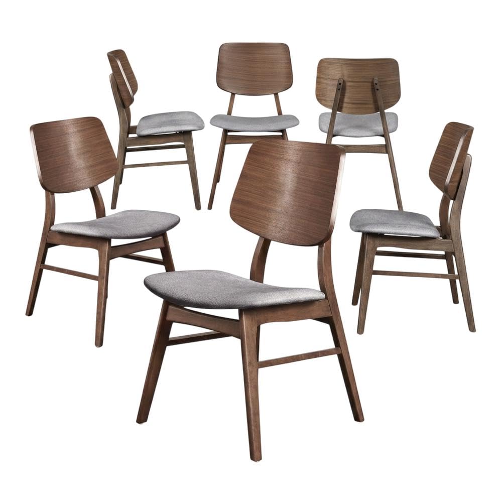 Solid Wood Upholstered Dining Chairs Set of by Starlight Canyon Home – 19.09 x 21.46 x 33.07 inches, Solid Wood, MDF, Fabric (100% Polyester), Foam, Grey, Pack of 6
