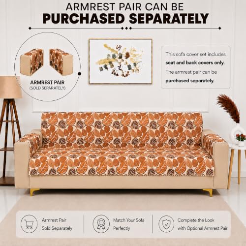Image of Homerz Premium Printed Quilted Velvet Sofa Slip Cover Protector, Sofa Mat, Exact Size, Antislip Cover (Bloomora, 3 Seater, Full)