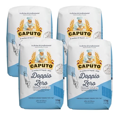 Caputo Doppio Zero 1 kg – Harina de Trigo Tipo 00 Italiana para Pizza Napolitana, Pasta y Pan Casero – Molino Caputo - Pack Laborawi (x4)