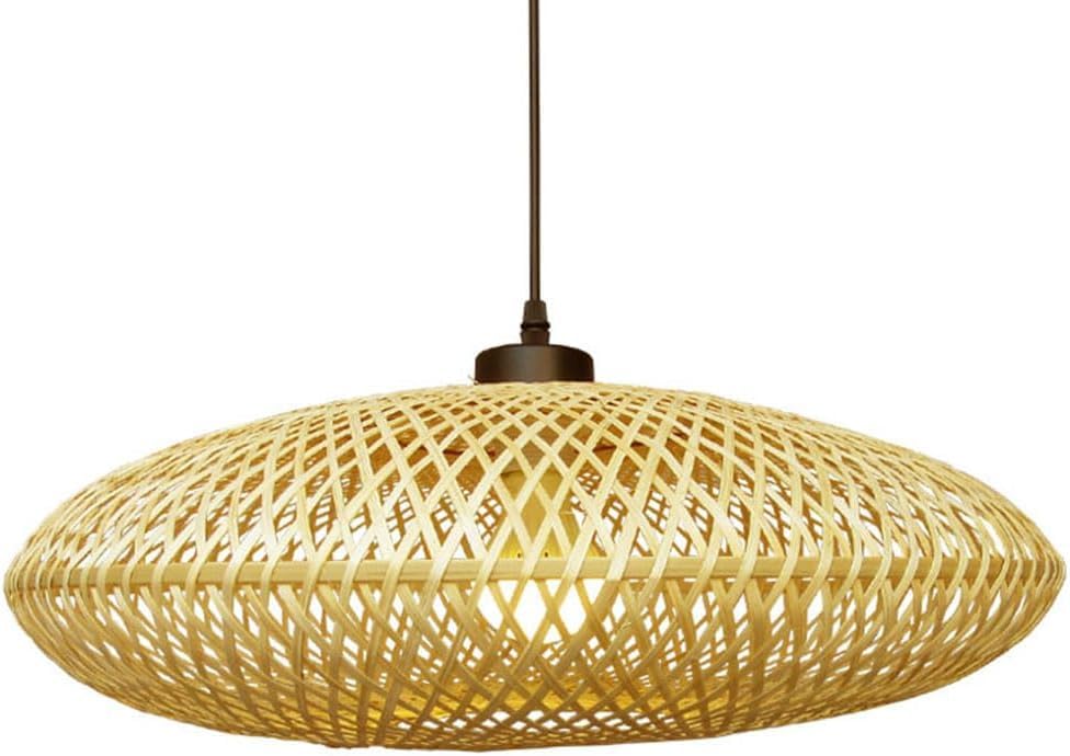 Lampe suspendue pour îlot de cuisine en bambou tissé beige