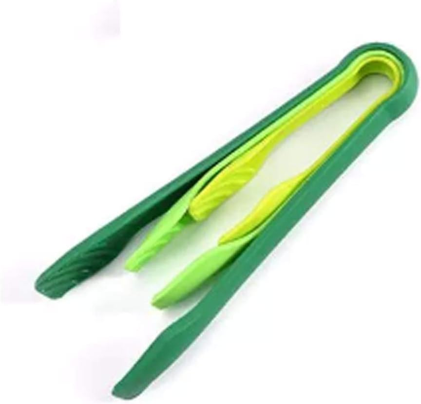3 Pieces/set of Candy Color Plastic Food Tongs Non-slip Heat-resistant Kitchen Barbecue Tool Accessories(E)