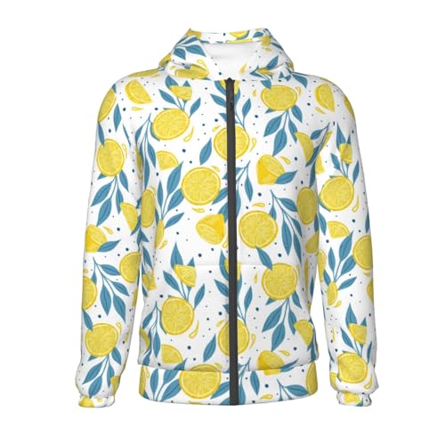 Lemons and Leaves Kids Pullover Hoodies Boys Zip Up Sweatshirts Girls Athletic Clothes with Pocket2