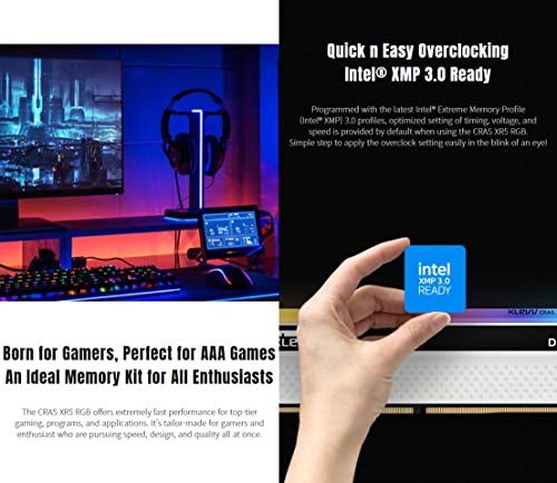 Image of KLEVV CRAS XR5 RGB DDR5 32GB (2x16GB) 7200MHz CL36 SK Hynix A-Die 1.4V Gaming Desktop Ram Memory XMP 3.0 Ready (KD5AGUA80-72B360S)