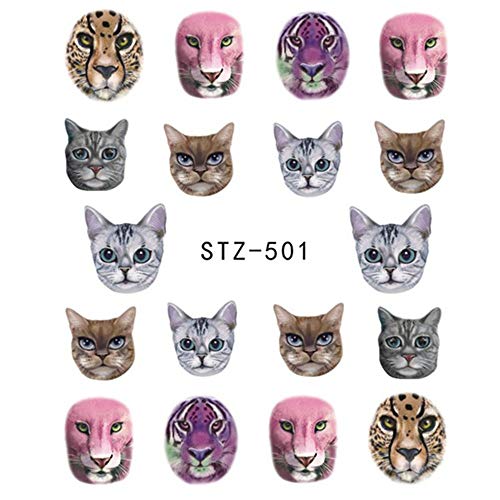 ZJMIYJ Nagelsticker,6 Blatt Wasser Nagel Aufkleber Blume/Flamingo/Tier/Feder/Nail Art Wassertransfer Aufkleber Aufkleber…