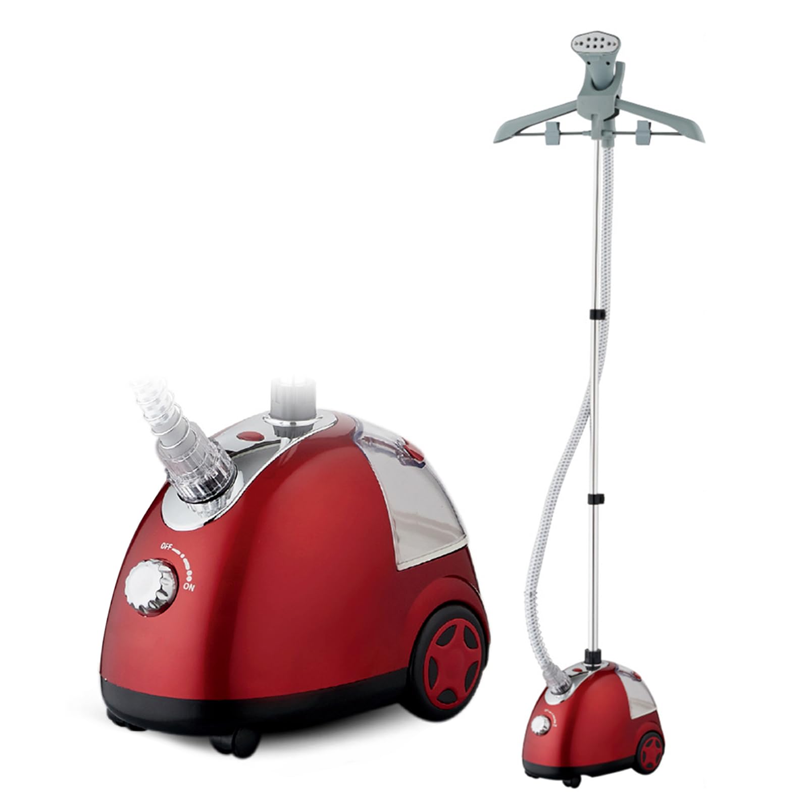 Clothes Steamer Standing for Easy Movement Adjustable Pole 1700W Standing Garment Steamer Powerful Electric Ironing Machine Garment Steamer for Home&Commercial (240V) - Red