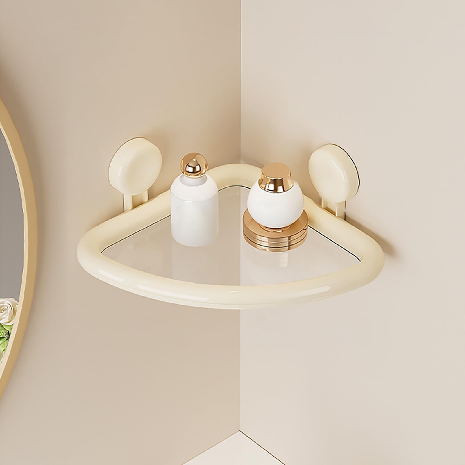 HTLTGBAM Minimalist Style Corner Shower Caddy Suction Cup Storage Holder with Drainage Design Strong Suction Single layer