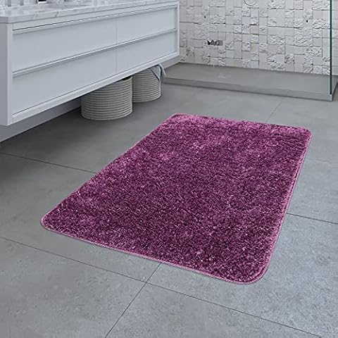 TT Home Microfibre Bath Mat Cuddly Soft Modern Bath Mat Non-Slip Plain Purple, 80 x 150 cm Cover