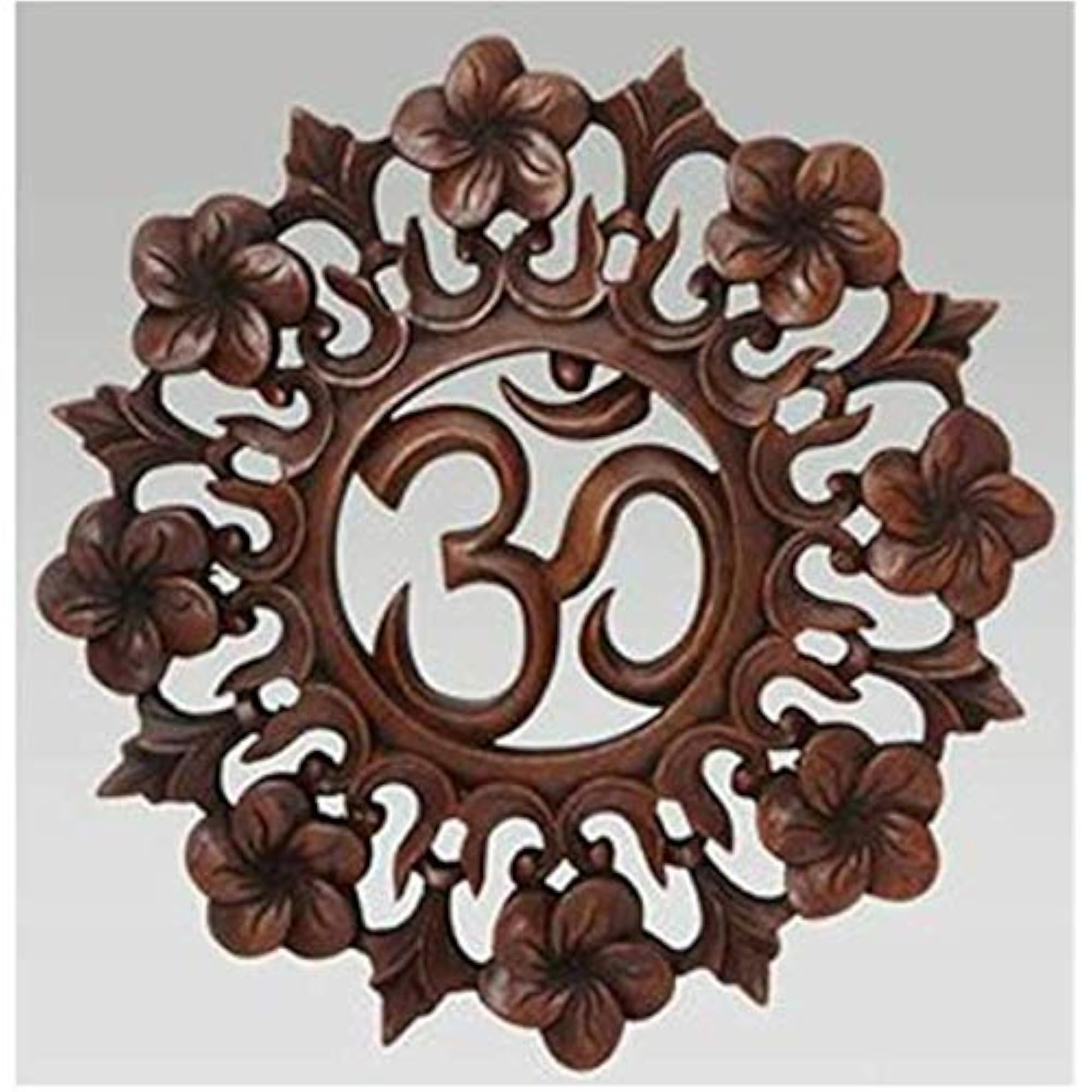 Wall Decorative Plaque with OM & Lotus Statue Carving