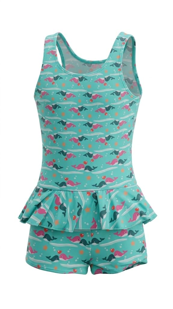 Frock Style Swimming Costume for Girls One piece Swimsuit(1YEAR)-image-29