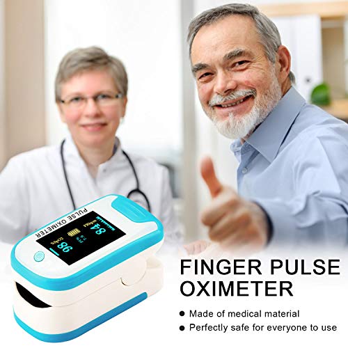 Finger Pulse Oximeter Fingertip Heart Rate Monitor Blood Oxygen Saturation Monitor SpO2 Levels Pulse Oximeter Portable with Lanyard (Blue008)