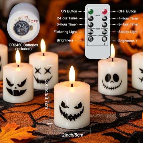 Image of GenSwin Halloween Flameless Votive Candles with Remote Wax
