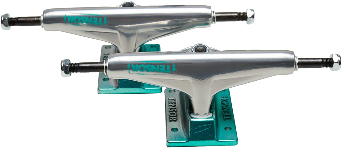 Tensor Alum Stencil Mirror Skateboard Trucks - Raw/Green Fade - 5.25