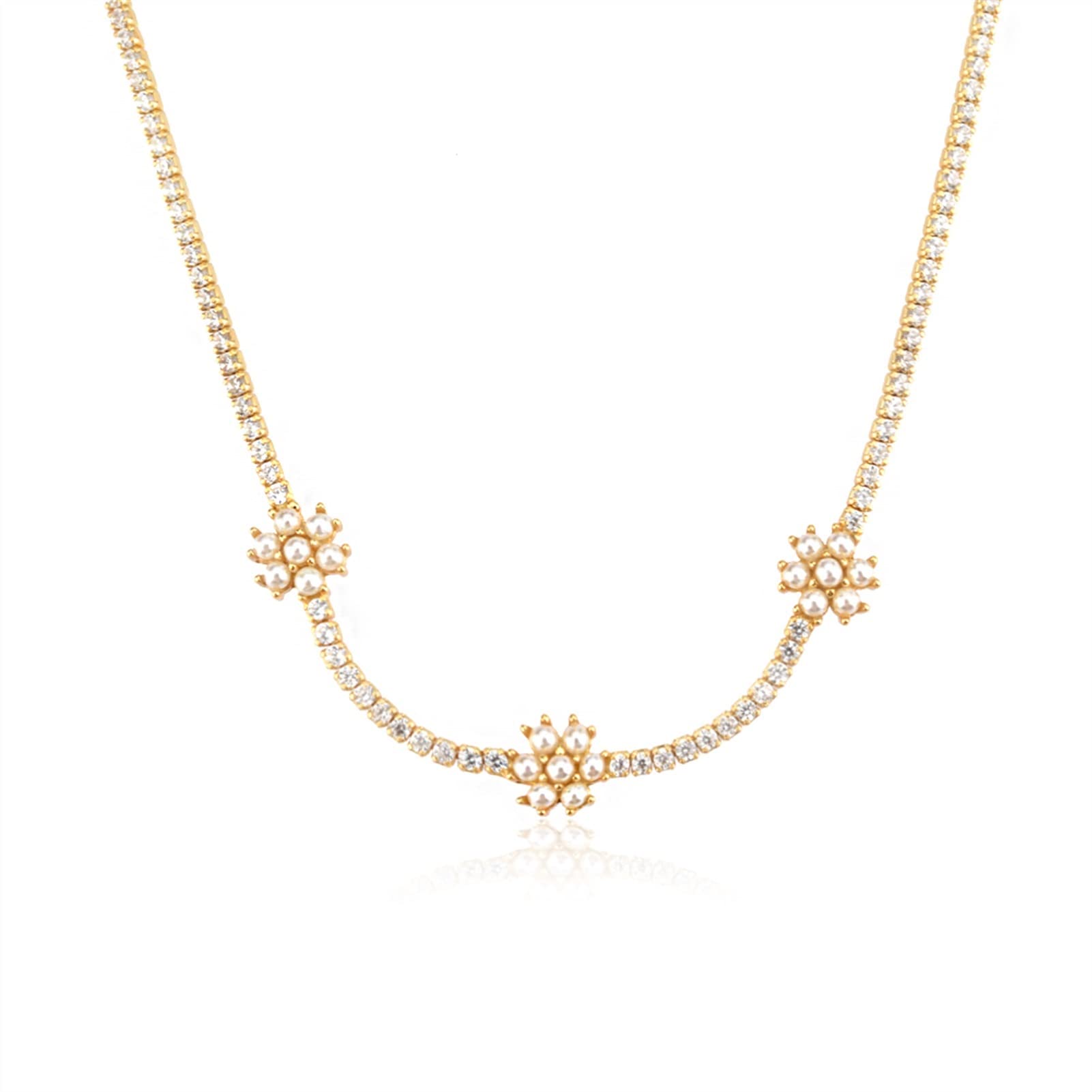 Collane Collana di Gioielli di Moda Donna 925 Collana in Argento Sterling Collana zircone Gioielli di Lusso di Lusso Banchetto Gioielli Eleganti Collana da Donna (Gem Color : Gold Pearl)
