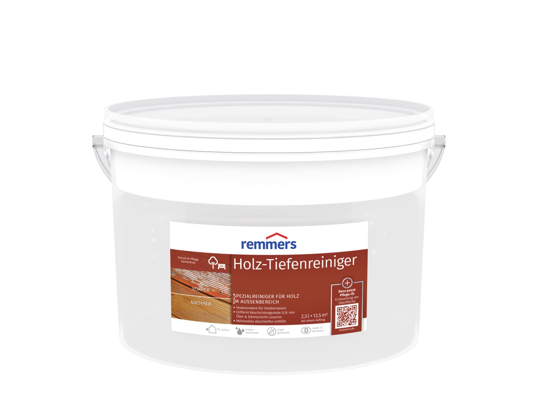 Remmers Limpiador profundo para madera, 2,5 litros, limpiador especial para madera exterior, elimina restos de revestimiento (por ejemplo, de aceites, barnices finos)