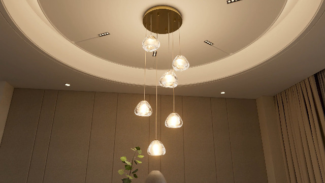 Image of Mini Crystal Chandeliers for Kitchen Island 6-Lights LED Pendant Light for Dining Room Bedroom Foyer Entryway Warm Light 3000K Bulb Included