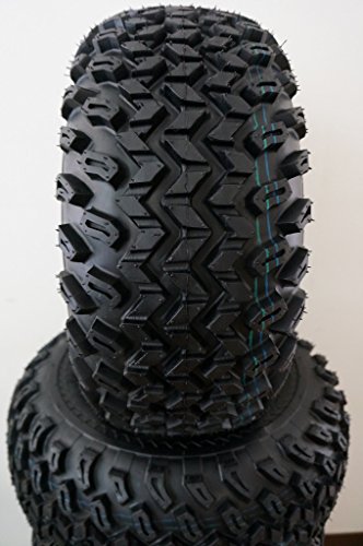 10" Machined/Black "VAMPIRE" Golf Cart Wheels and 22x11-10 All Terrain Golf Cart Tires - Set of 4