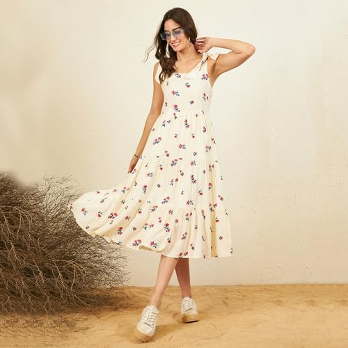 Image of Carlton London Women's Chiffon Fit and Flare Midi Dress