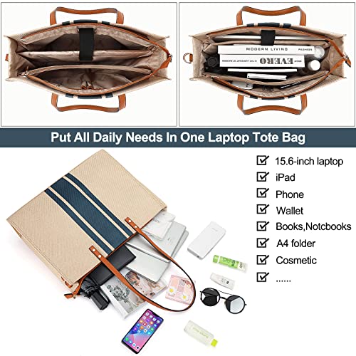 Laptop Tote Bag for Women, Fits 15.6 Inch Laptop Bag, Large Canvas Work Tote Bags for Women, Computer Briefcase Shoulder Bag4